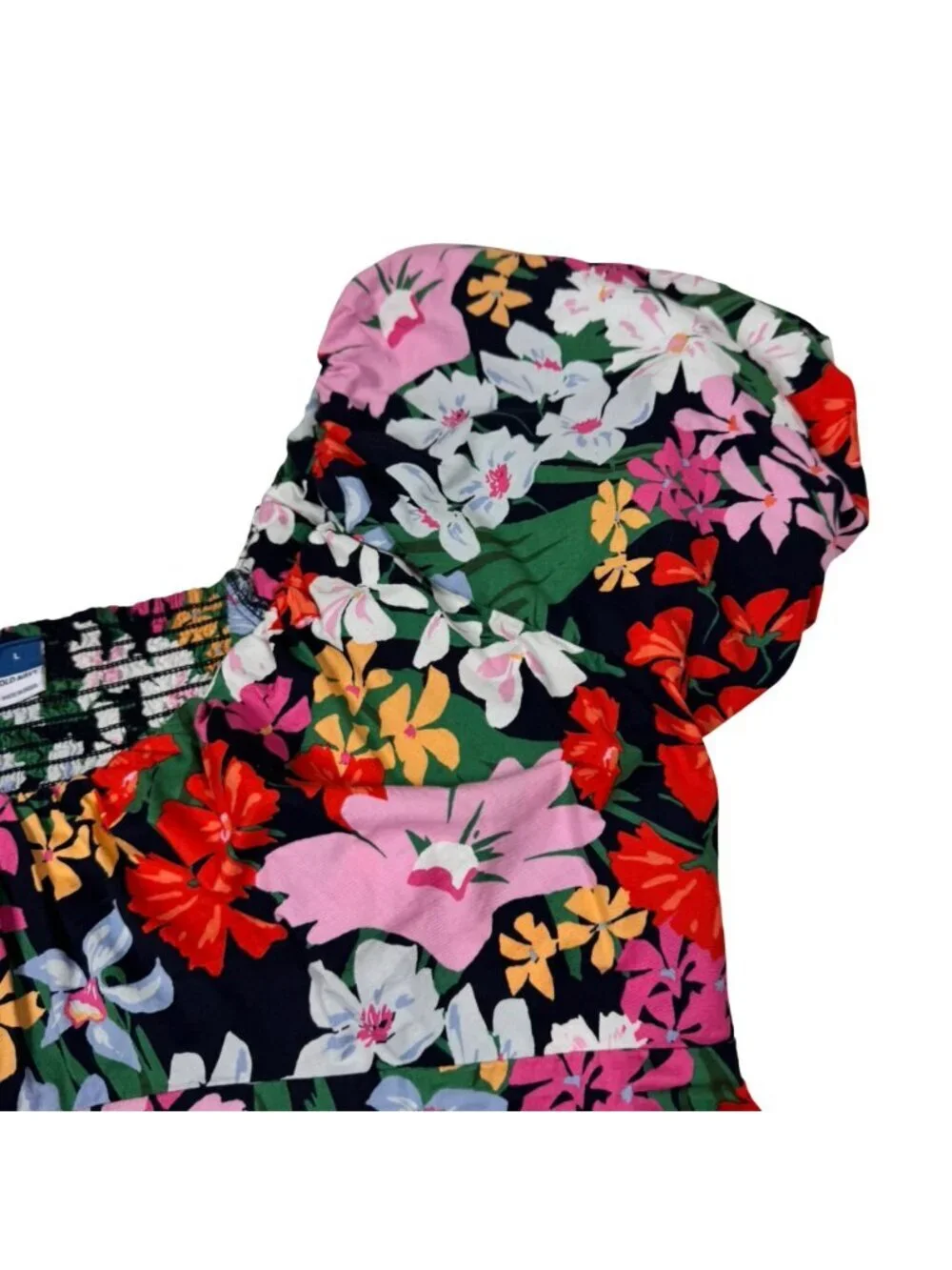 Old Navy Cotton Floral Babydoll Top Sz L Puff Sleeve Cottage Coquette